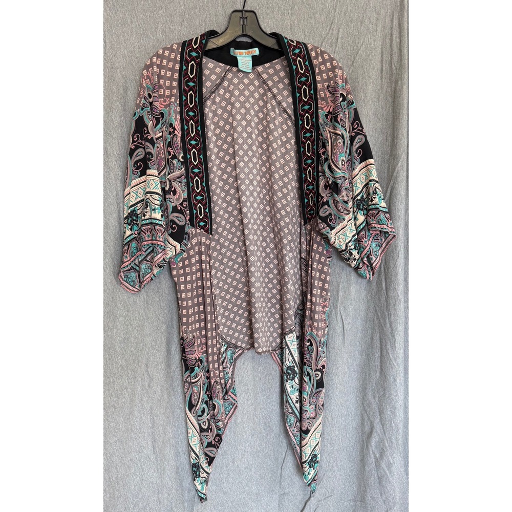 Flying Tomato XS Kimono Wrap Womens Multi Color‎ Paisley Boho Festival Hippie